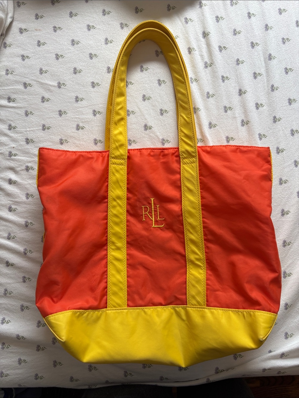 Vintage Ralph Lauren Yellow & Orange Nylon Tote Bag